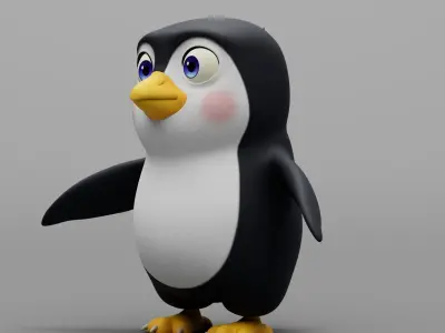 Penguin cartoon character modeling textures 3D model