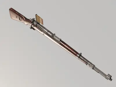 mauser-karabiner-98k rifle with two cartridges 3D model