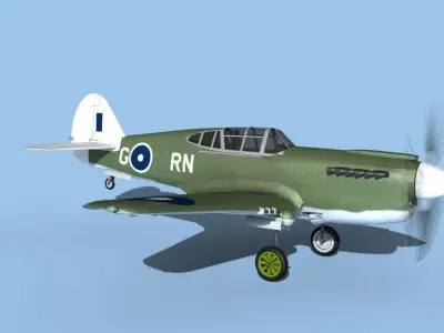 Curtiss P-40F Tomahawk V11 RAAF 3D model