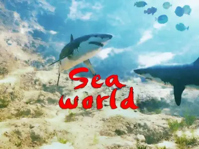 Seaworld two sharks swimming in sea world Low-poly 3D model