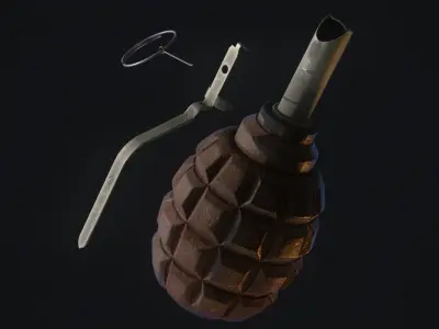 3D game-ready models of 5 Photorealistic Grenades Low-poly 3D model