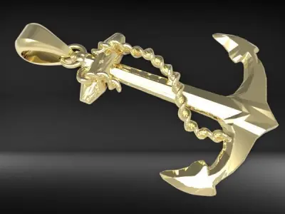 MENS ANCHOR PENDANT NECKLACE ROPE DESIGN JEWELRY 3D print model