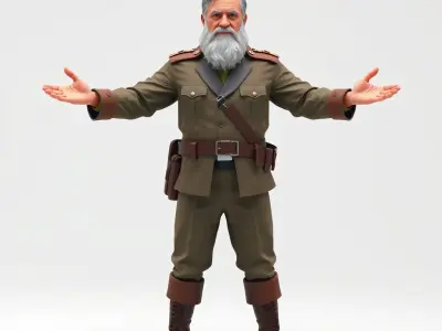 Military General D Character Model Rigged and Animated Low-poly 3D model