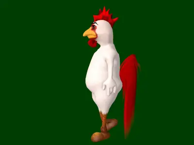 Toon Rooster with Animation 3D model