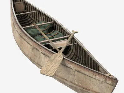 Canoe wooden 3D model