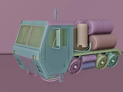Diesel Punk Truck Design - Retro-futuristic 3D Model 3D model