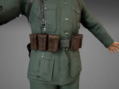 German Soldier WWII with MP44  Low-poly 3D model