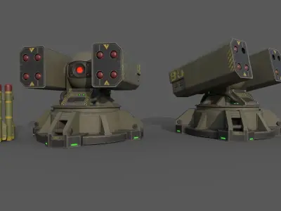 Sci-Fi MissileTurret Low-poly 3D model