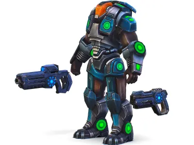 Cartoon Sci-Fi Cyborg Drone Trooper Soldier Low-poly 3D model