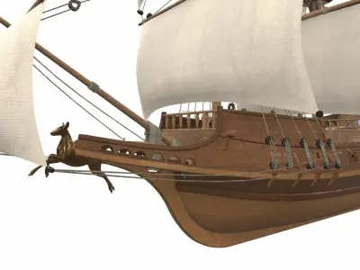 Sea sailing ship Golden Hind 3D model