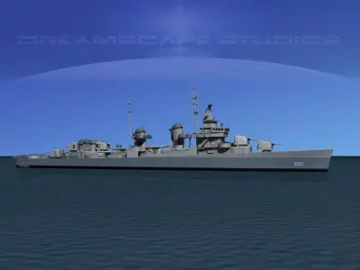Fletcher Class Destroyer DD-661 USS Kidd 3D model