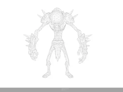 Stylized Armored Cyborg Zombie Game Ready - AI Low-poly 3D model