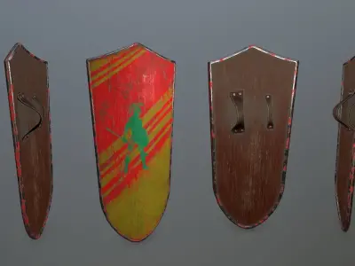 shield set roman soldier holding and sword Low-poly 3D model