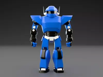 Blue Mecha Robot Futuristic Combat Sci-Fi 3D Character Low-poly 3D model