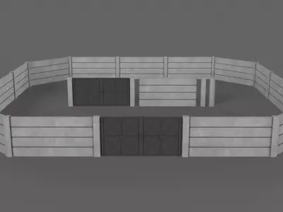 PBR Gate and Wall 1 Low-poly 3D model