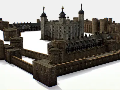 Fortress of the Tower of London historic castle 3d model Low-poly 3D model