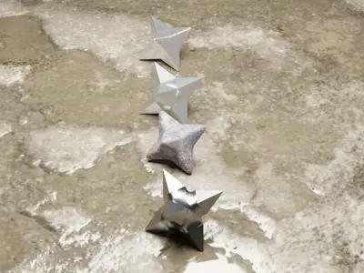 4 PC Caltrop Spikes Low-poly 3D model