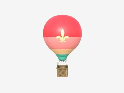 Balloon Hot Air 06 Colored Pink - Aircraft Cartoon Low-poly 3D model