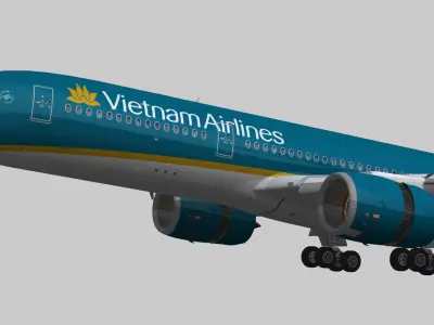 Airbus A350-900 XWB Vietnam Airlines Low-poly 3D model