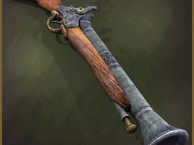 Animated Pirate Musketoons Low-poly 3D model