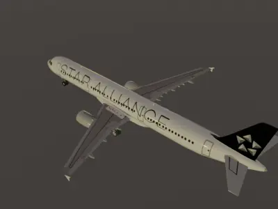 Airbus a321-211 star alliance low poly 3D Model Low-poly 3D model