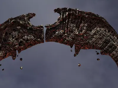 Angel Wings of Stone Curved Dark  3D model