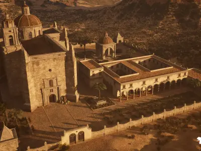 Colonial Convent Church Environment Low-poly 3D model