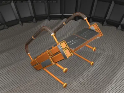 Sci-Fi Stairs - 5 - Orange Version  Low-poly 3D model