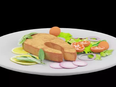 Fish With Vegetables Low-poly 3D model