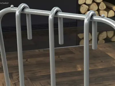 Port Fireplace Tools Silver 3D model