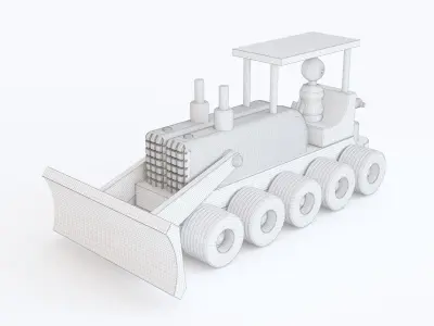 Wooden toy bulldozer 06 3D model