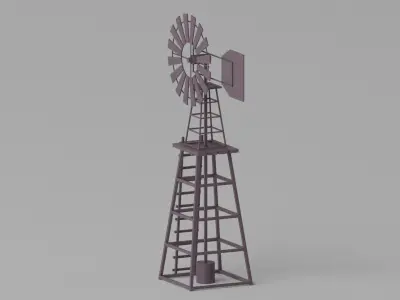 Cartoon Western Windmill 3D model