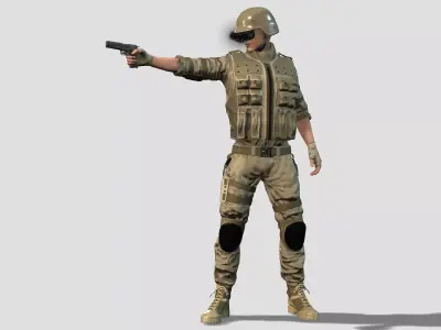 Professional SWAT Soldier Game Model 3D model