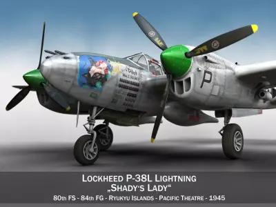 Lockheed P-38 Lightning Shadys Lady 3D model