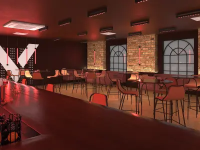 Modern Bar Interior Design 3D model