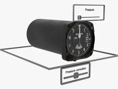 Altimeter Instrument Used Condition Black Rigged 3D model