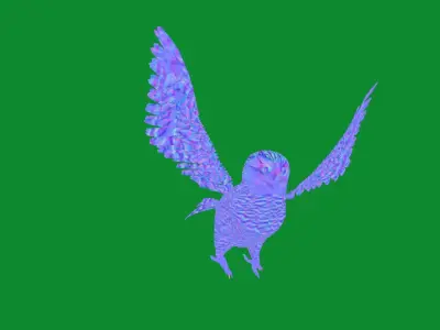 Snowy Polar White Owl Low-poly 3D model