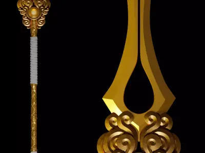 Gold spear Free low-poly 3D model