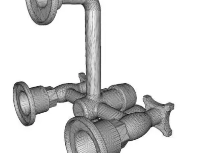 Brass Shower Tap Low-poly 3D model