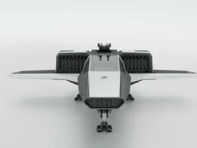 Sci Fi Fighter Jet with Interior Cockpit Low-poly 3D model