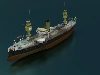 Battleship Aquidaban Low-poly 3D model