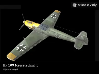 BF - 109 Messerschmitt 3D Model Low-poly 3D model