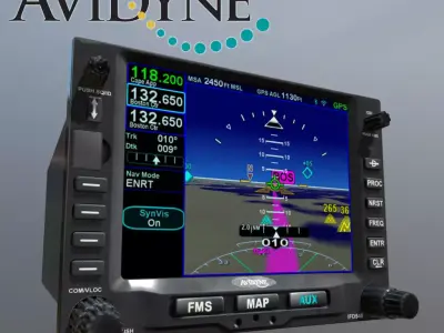 Avidyne IFD540 Hybrid Touch-Screen GPS MFD NavCom Low-poly 3D model