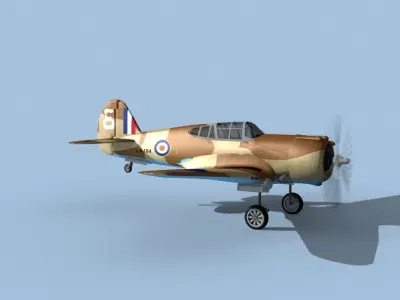 Curtiss H-75C Mohawk V23 RAF 3D model
