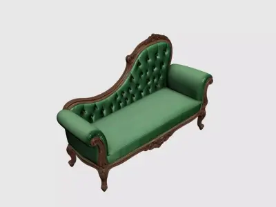 Classic Tufted Emerald Green Chaise Lounge - Luxury Sofa  11 Free 3D model