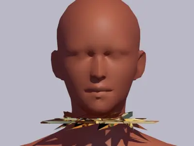 Necklace apocalyptic virtual fashion element Golden Stars 3D model