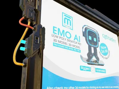 Big Digital Steel Billboards Low-poly 3D model 3D model