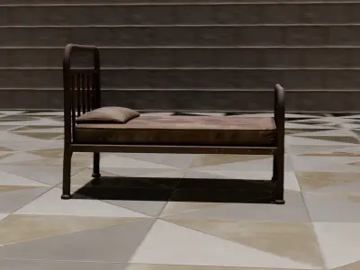 Rusty Metal Bed  Low Poly Game Ready 3D Model Free low-poly 3D model