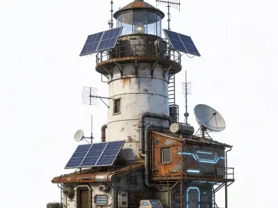 Cyber-Wasteland Survivor Lighthouse 3D Model Low-poly 3D model