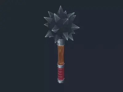 Handpainted Fantasy Medieval Simple Steel Mace Free low-poly 3D model